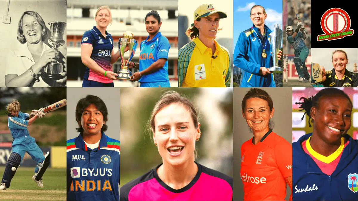 Collage of the some of the greatest women cricketers of all time