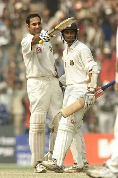 Photo of Rahul Dravid with VVS Laxman in March, 2001 against Australia