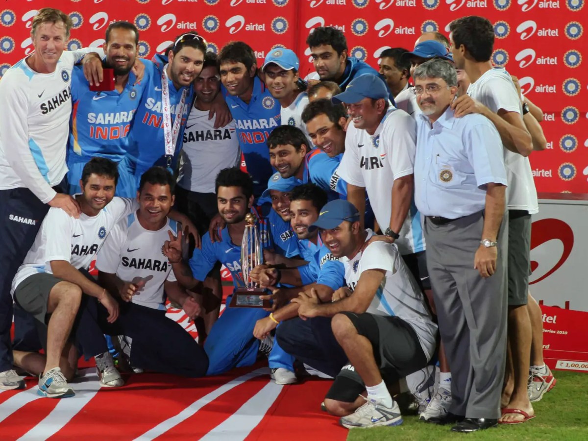 Photo of Indian Cricket Team With a Trophy