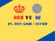 RCB Vs MI Banner IPL 2021