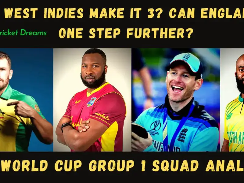Group 1 2021 T20 World Cup Squads - Picture of Captains Finch, Pollard, Morgan, and Bavuma