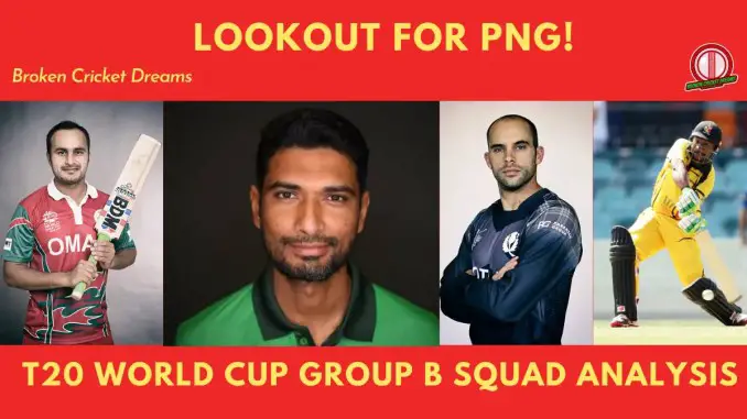 Group B 2021 T20 World Cup squads: Picture of captains Mahmudullah, Coetzer, Assad Vala, and Maqsood.