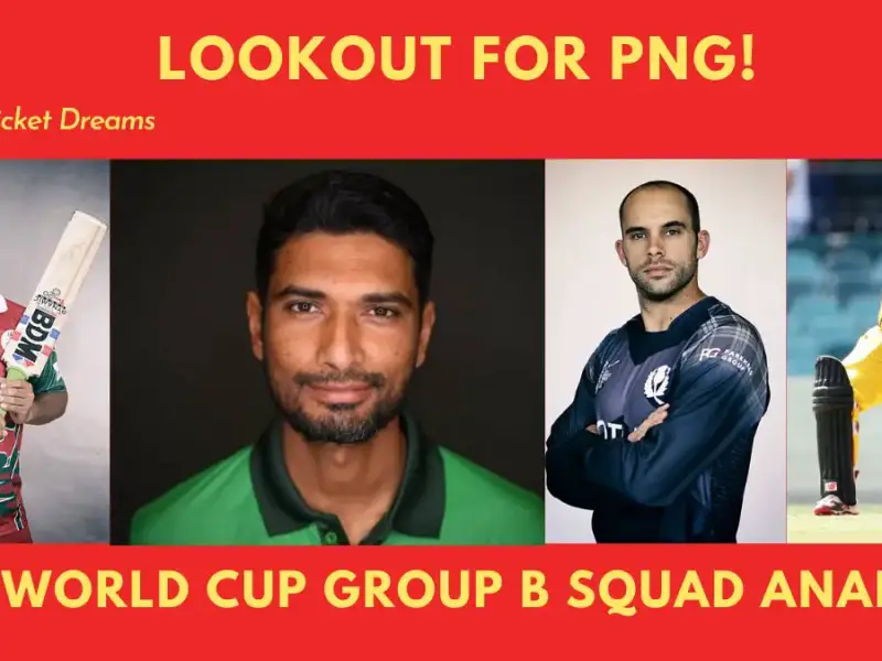 Group B 2021 T20 World Cup squads: Picture of captains Mahmudullah, Coetzer, Assad Vala, and Maqsood.
