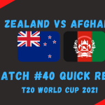 New Zealand Vs Afghanistan – T20 World Cup 2021 Match #40 Quick Review!