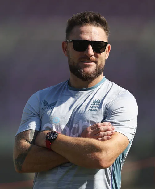 Photo of Brendon McCullum, also known as Baz, during England cricket team's coaching practice.