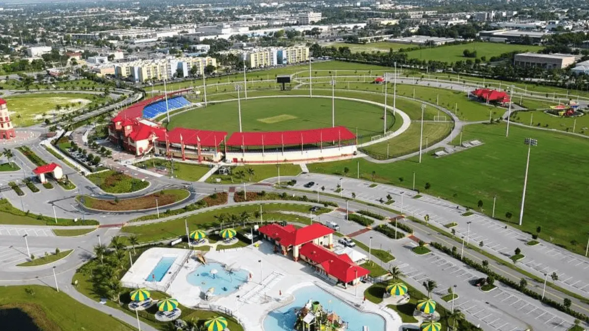 Arial view of the cricket stadium in Ft. Lauderhill, Florida.