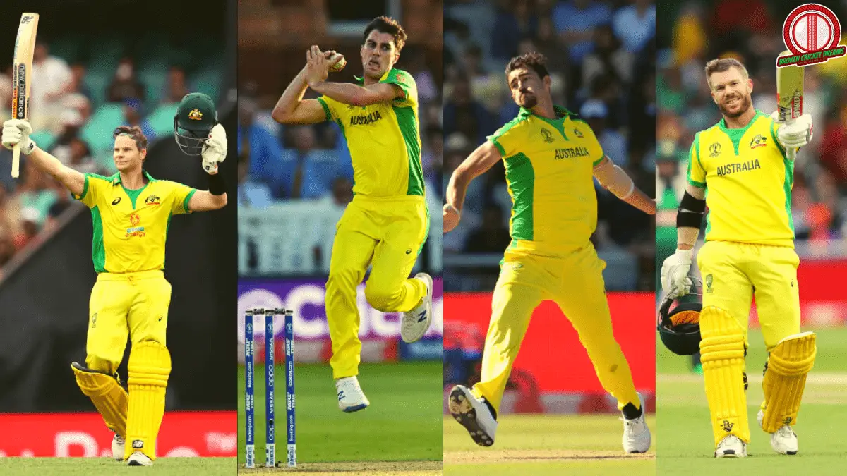 Australia Cricket Schedule 2023 Cricket World Cup: Pictured (from left to right) Steve Smith, Pat Cummins, Mitchell Starc, and David Warner