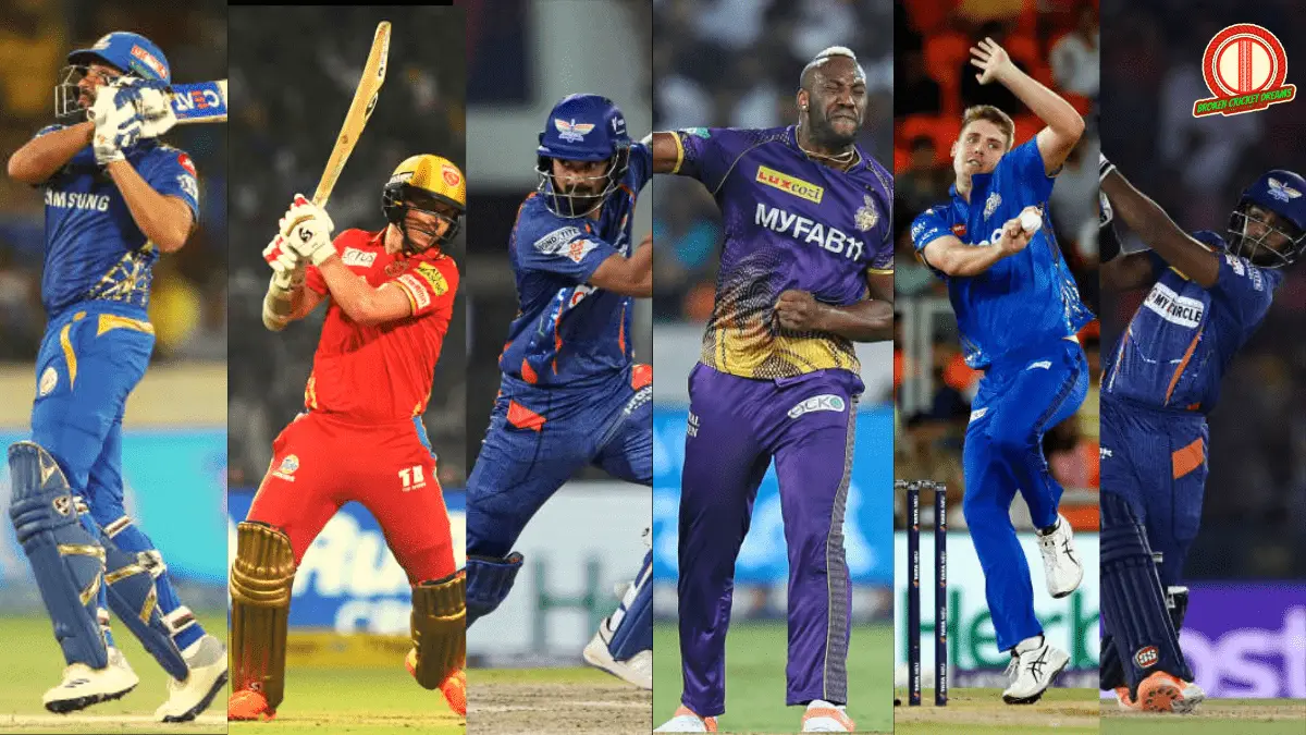 Salary of Indian Premier League (IPL) player: (From left to right) - Rohit Sharma, Sam Curran, KL Rahul, Andre Russell, Cam Green, and Nicholas Pooran