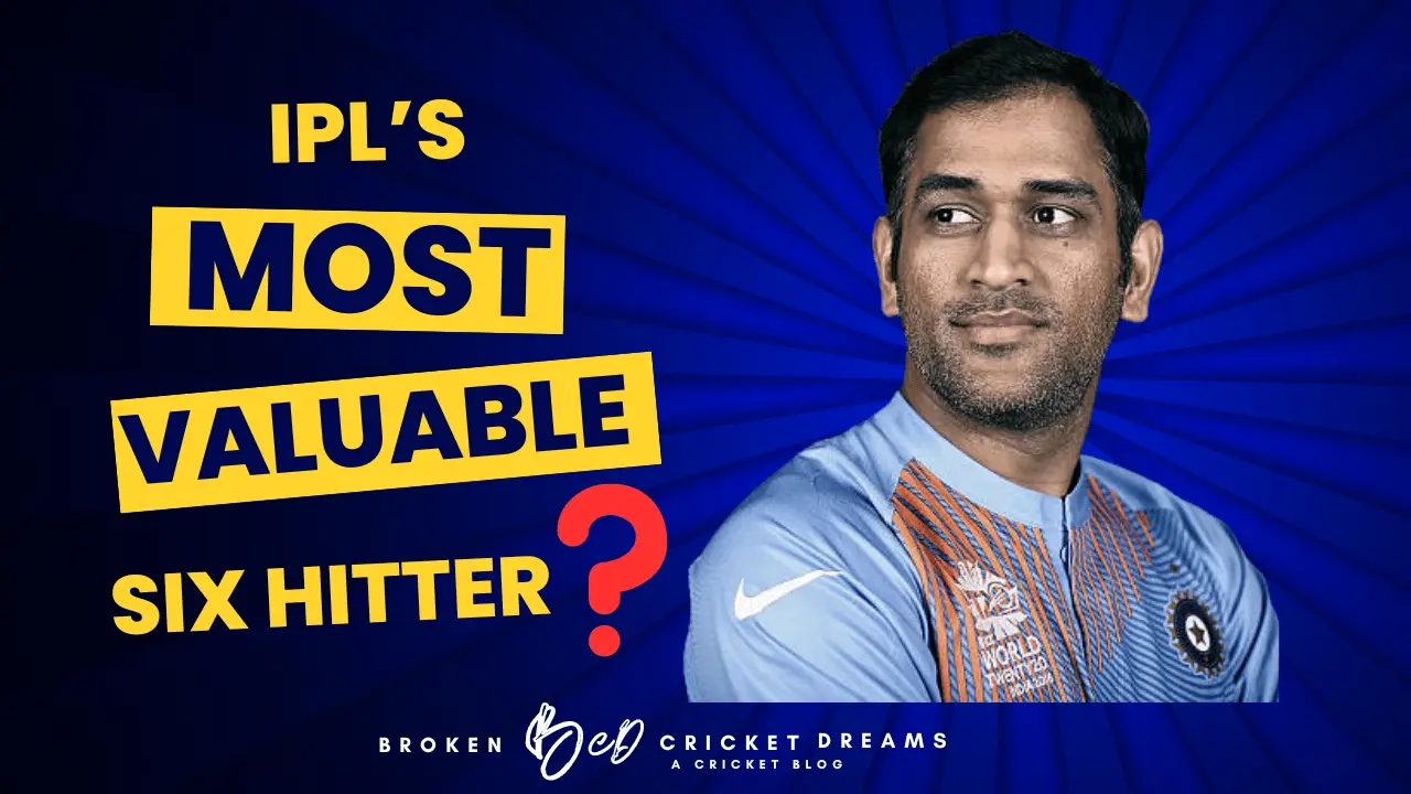 Image of MS Dhoni shown with a caption, "IPL's most valuable six hitter?"