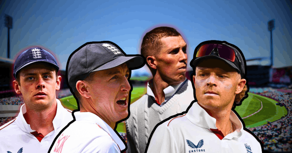 Pictures of Jamie Smith, Harry Brook, Zak Crawley, and Ollie Pope (from left to right)